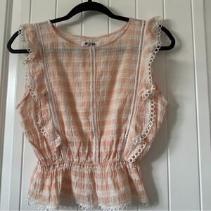 BB Dakota Lisanne Pink‎ Gingham Lace Top Size Small